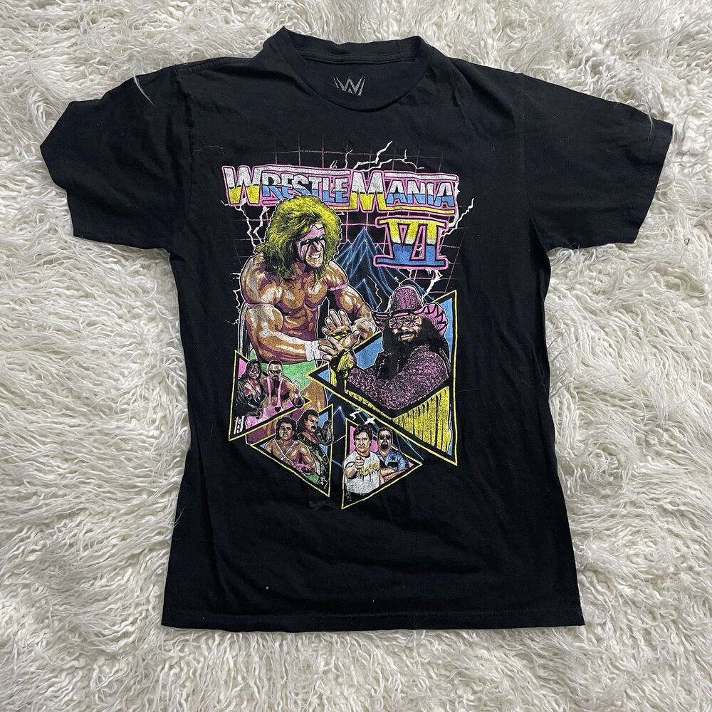 Wrestlemania VI 6 Shirt Mens S WWE Ultimate Warrior Randy Savage Macho Man WWF